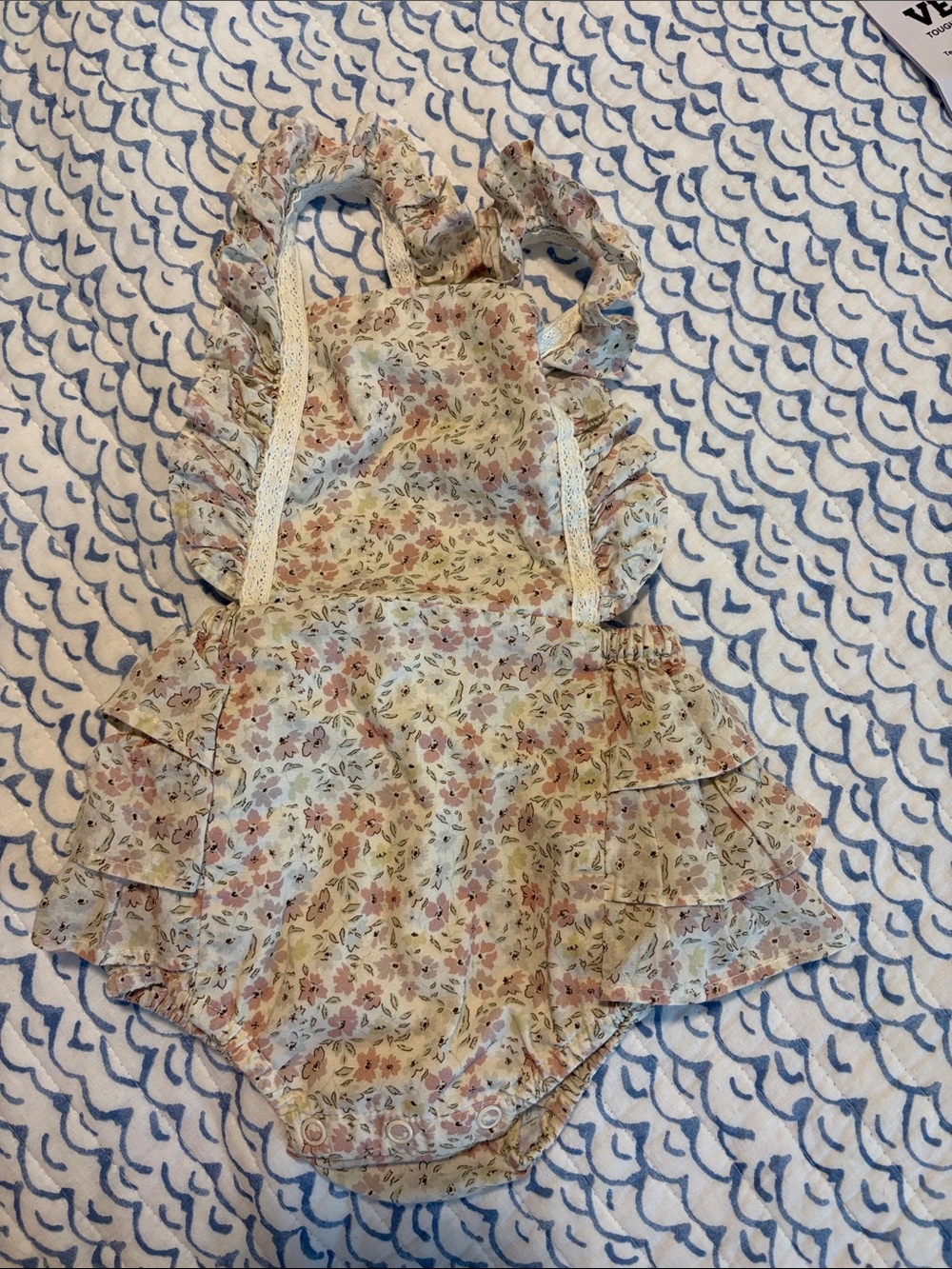 Jamie Kay Floral Ruffle one piece - Pink Cream